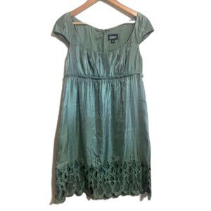 Adrianna Papell green empire waist dress sz 8 cocktail holiday party metallic